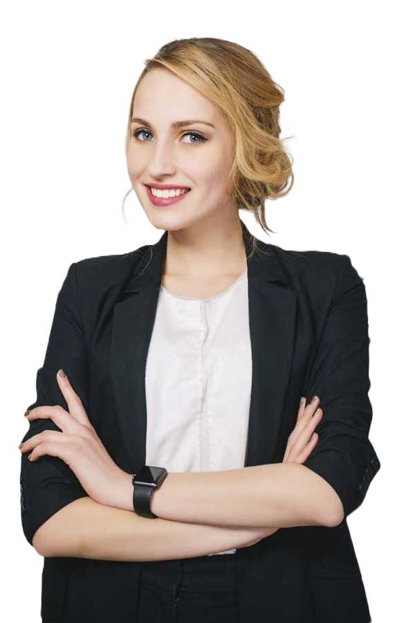 Une courtier en protection sociale qui se présente au bureau.